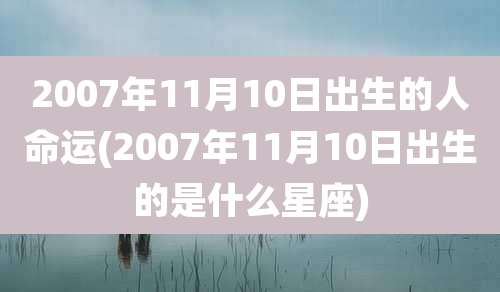2007年11月10日出生的人命运(2007年11月10日出生的是什么星座)