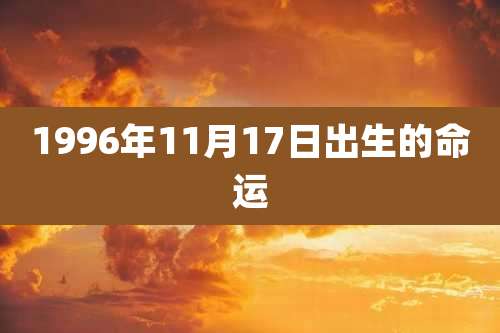 1996年11月17日出生的命运