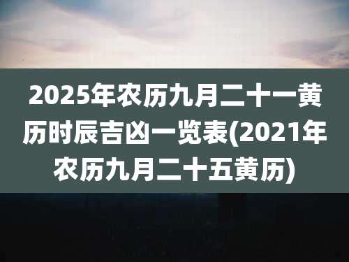 2025年农历九月二十一黄历时辰吉凶一览表(2021年农历九月二十五黄历)