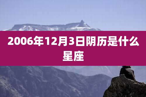 2006年12月3日阴历是什么星座
