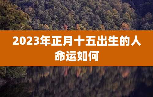 2023年正月十五出生的人命运如何