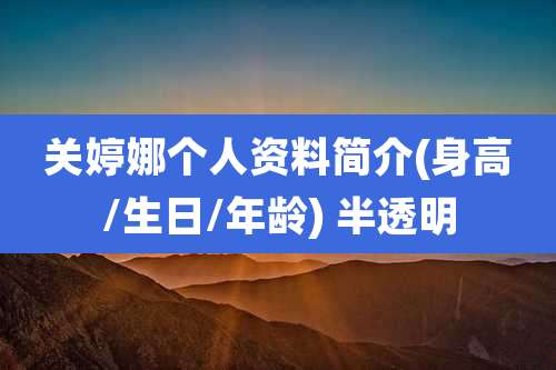关婷娜个人资料简介(身高/生日/年龄) 半透明