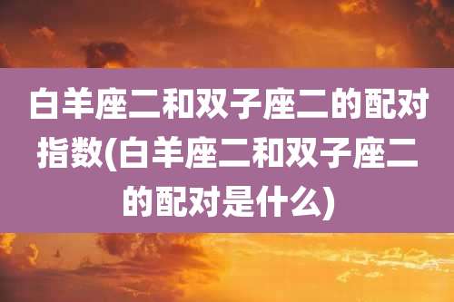白羊座二和双子座二的配对指数(白羊座二和双子座二的配对是什么)