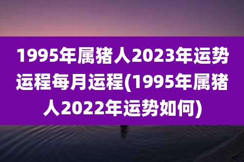 1995年属猪人2023年运势运程每月运程(1995年属猪人2022年运势如何)