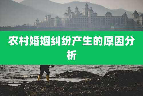 农村婚姻纠纷产生的原因分析