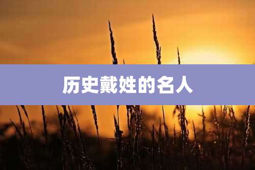 历史戴姓的名人