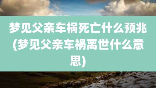 梦见父亲车祸死亡什么预兆(梦见父亲车祸离世什么意思)