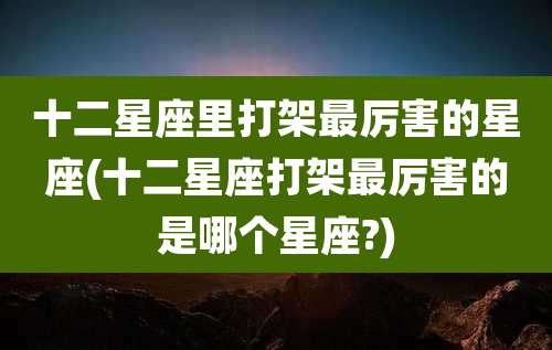 十二星座里打架最厉害的星座(十二星座打架最厉害的是哪个星座?)