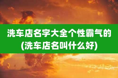 洗车店名字大全个性霸气的(洗车店名叫什么好)