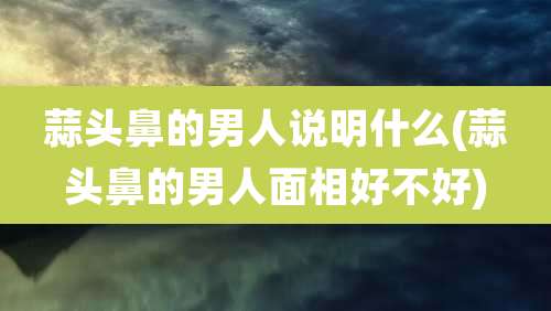 蒜头鼻的男人说明什么(蒜头鼻的男人面相好不好)