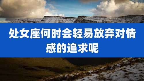 处女座何时会轻易放弃对情感的追求呢