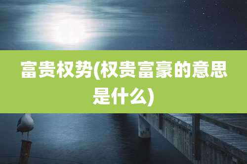 富贵权势(权贵富豪的意思是什么)