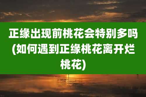 正缘出现前桃花会特别多吗(如何遇到正缘桃花离开烂桃花)
