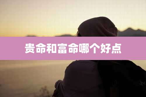 贵命和富命哪个好点