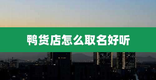 鸭货店怎么取名好听