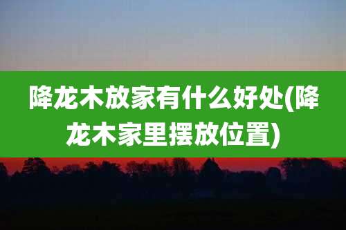 降龙木放家有什么好处(降龙木家里摆放位置)