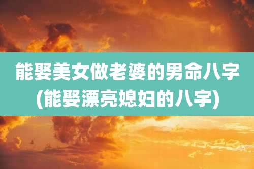 能娶美女做老婆的男命八字(能娶漂亮媳妇的八字)