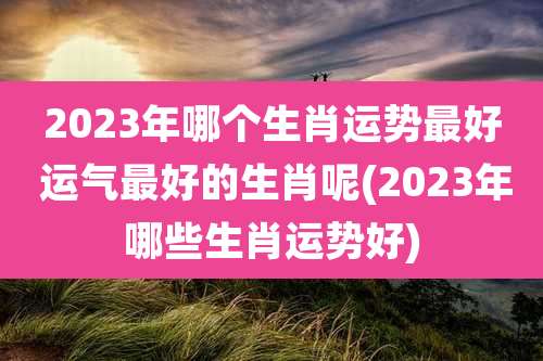 2023年哪个生肖运势最好 运气最好的生肖呢(2023年哪些生肖运势好)