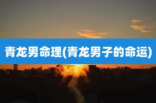 青龙男命理(青龙男子的命运)