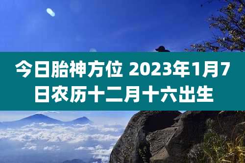 今日胎神方位 2023年1月7日农历十二月十六出生