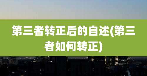 第三者转正后的自述(第三者如何转正)