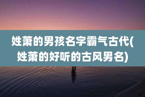 姓萧的男孩名字霸气古代(姓萧的好听的古风男名)