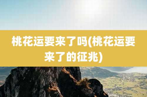 桃花运要来了吗(桃花运要来了的征兆)