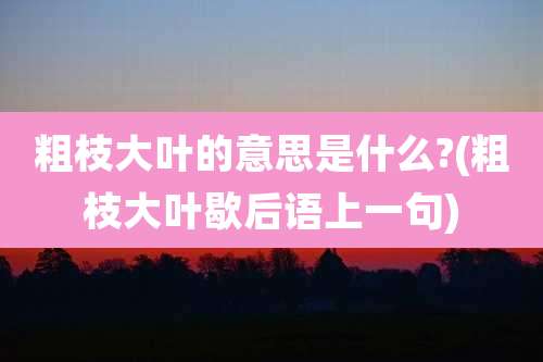 粗枝大叶的意思是什么?(粗枝大叶歇后语上一句)
