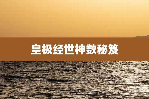 皇极经世神数秘笈