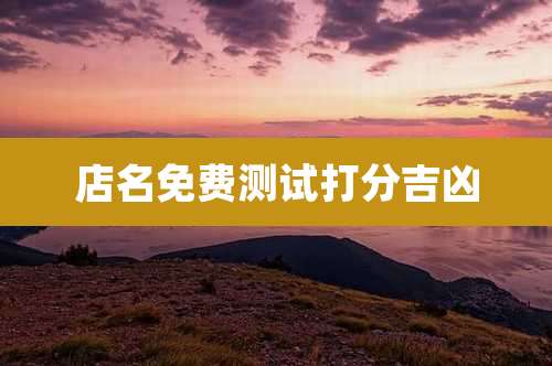 店名免费测试打分吉凶