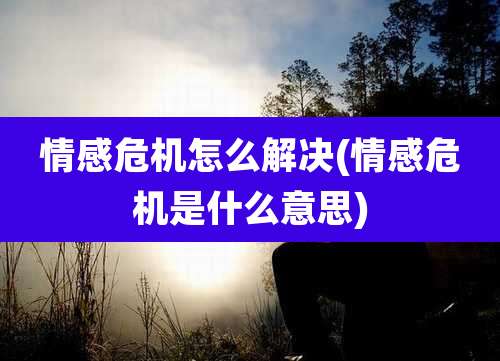 情感危机怎么解决(情感危机是什么意思)