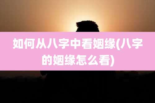 如何从八字中看姻缘(八字的姻缘怎么看)