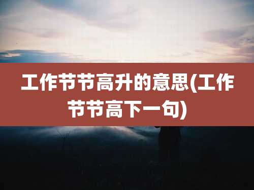工作节节高升的意思(工作节节高下一句)