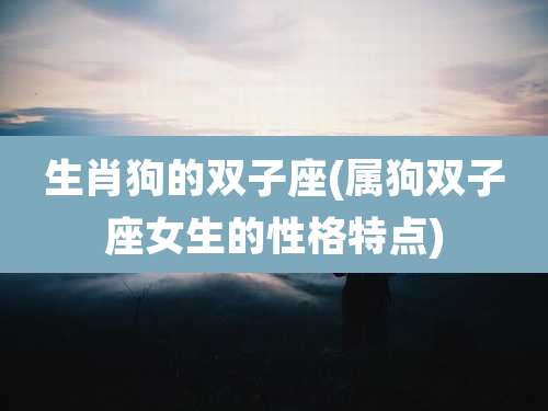 生肖狗的双子座(属狗双子座女生的性格特点)