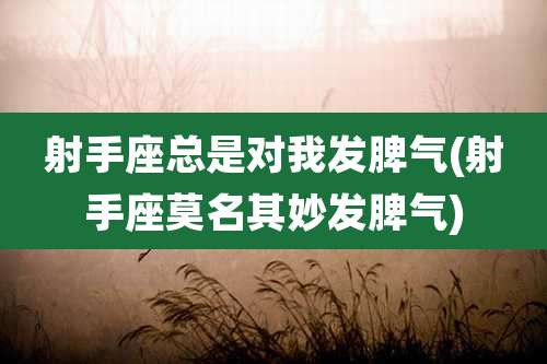 射手座总是对我发脾气(射手座莫名其妙发脾气)