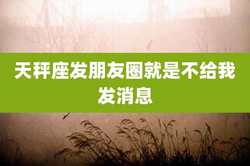 天秤座发朋友圈就是不给我发消息