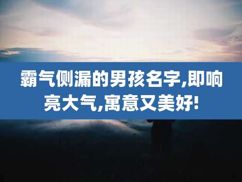 霸气侧漏的男孩名字,即响亮大气,寓意又美好!