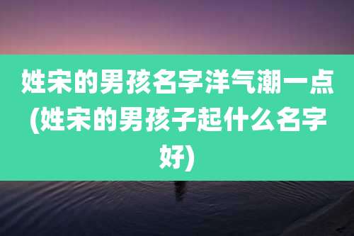 姓宋的男孩名字洋气潮一点(姓宋的男孩子起什么名字好)