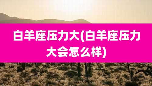 白羊座压力大(白羊座压力大会怎么样)