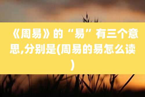 《周易》的“易”有三个意思,分别是(周易的易怎么读)