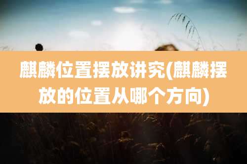 麒麟位置摆放讲究(麒麟摆放的位置从哪个方向)