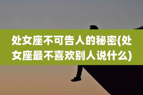 处女座不可告人的秘密(处女座最不喜欢别人说什么)
