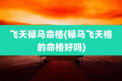 飞天禄马命格(禄马飞天格的命格好吗)
