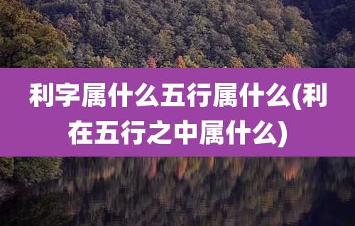 利字属什么五行属什么(利在五行之中属什么)