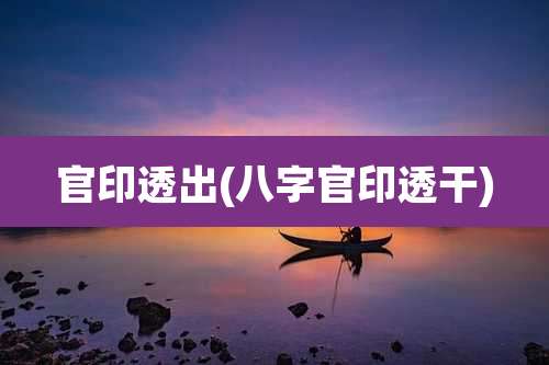 官印透出(八字官印透干)