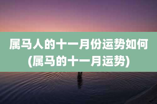 属马人的十一月份运势如何(属马的十一月运势)