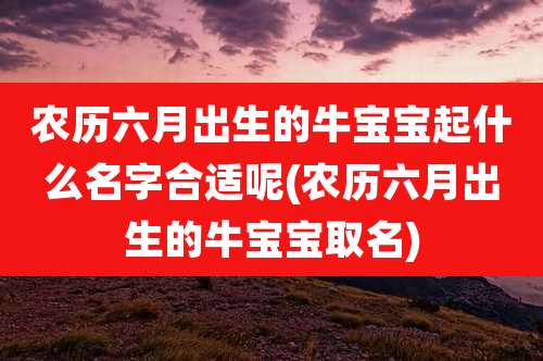 农历六月出生的牛宝宝起什么名字合适呢(农历六月出生的牛宝宝取名)