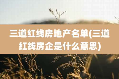 三道红线房地产名单(三道红线房企是什么意思)