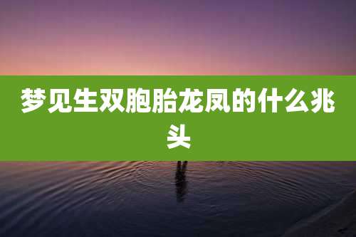 梦见生双胞胎龙凤的什么兆头