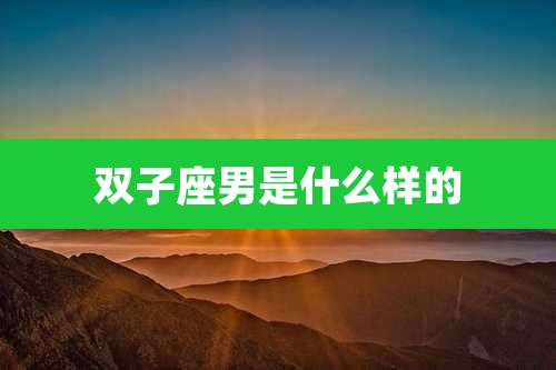 双子座男是什么样的